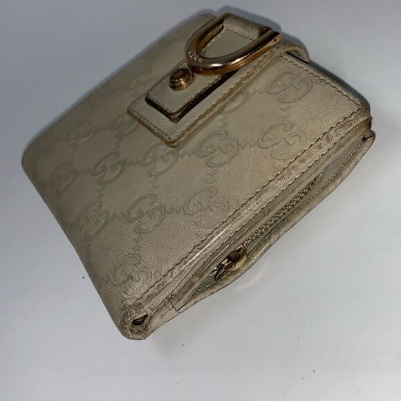 Authentic GUCCI Guccissima GG Logo Compact Wallet Beige - Picture 4 of 9